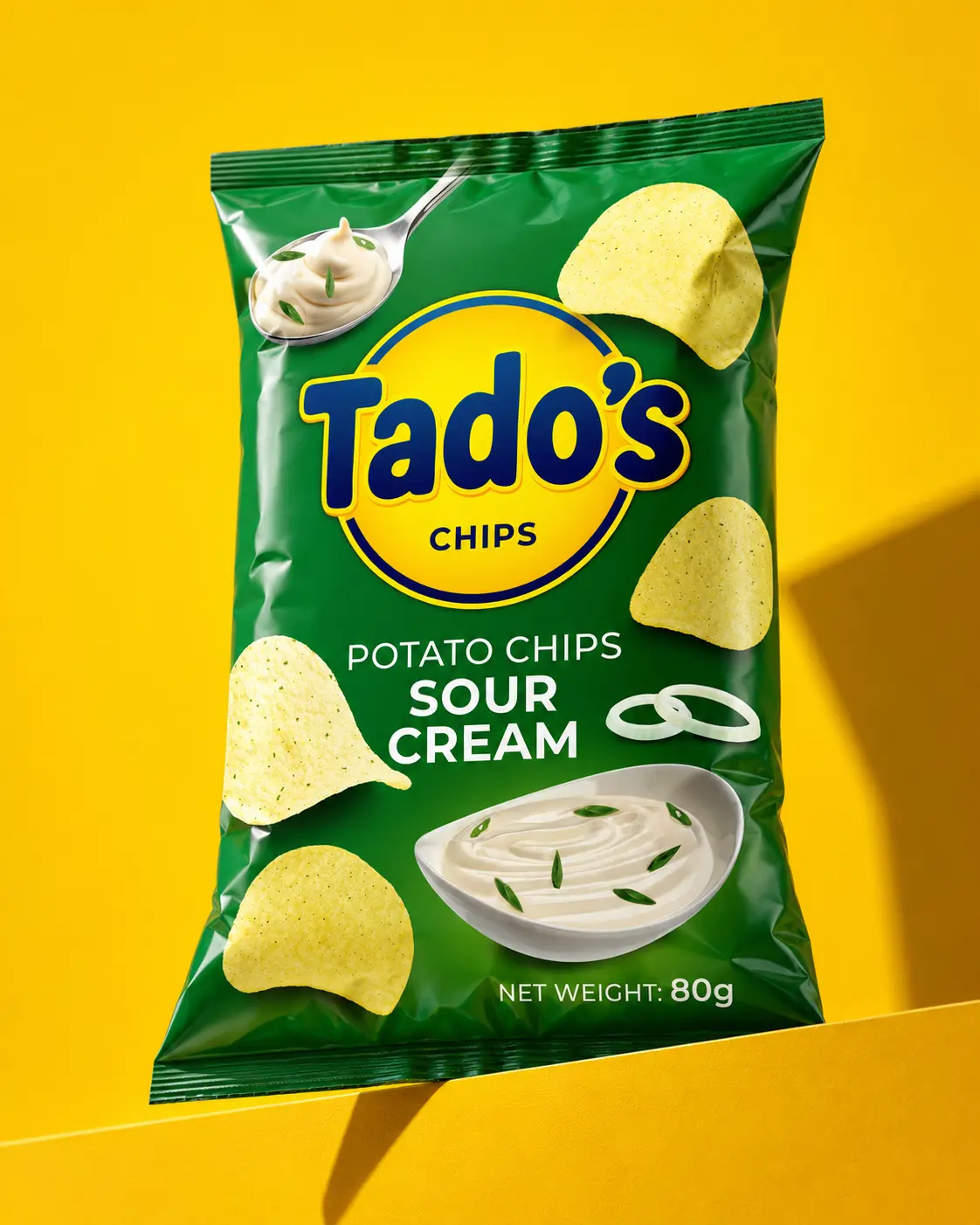 Tado’s Sour Cream potato chips packaging